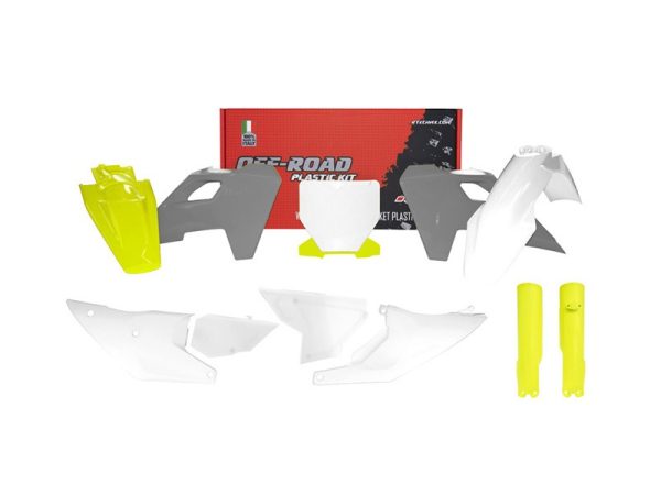 Husqvarna TC 125/250, FC 250/350/450, TX 300, FX 350/450 Plastics Kit 2022-2024 – OEM 2024 colours · 8 pcs, incl. fork guards · R-Tech