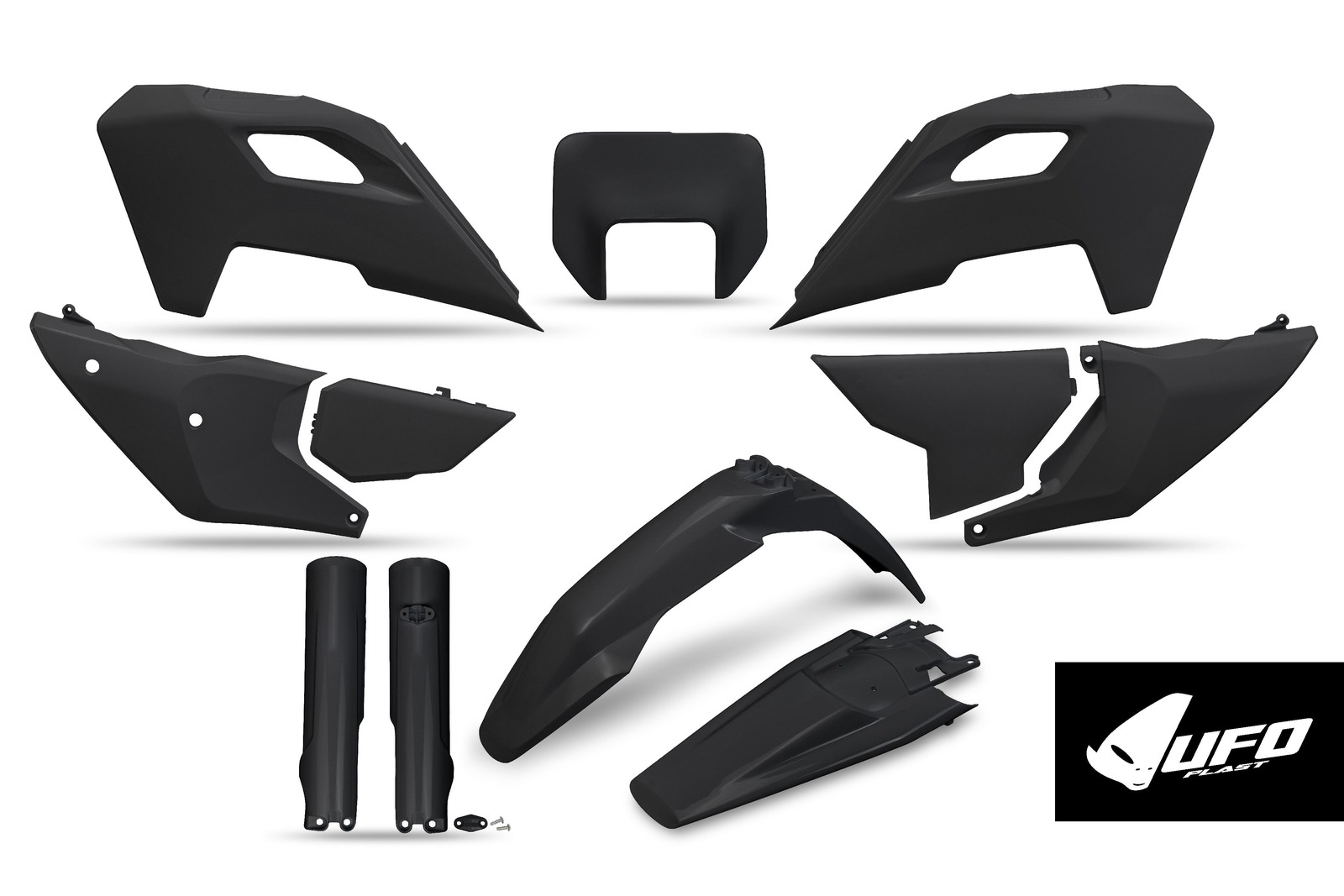 Husqvarna TE 150/250/300, FE 250/350/450/501 Plastics Kit 2024-2025 – Black · UFO