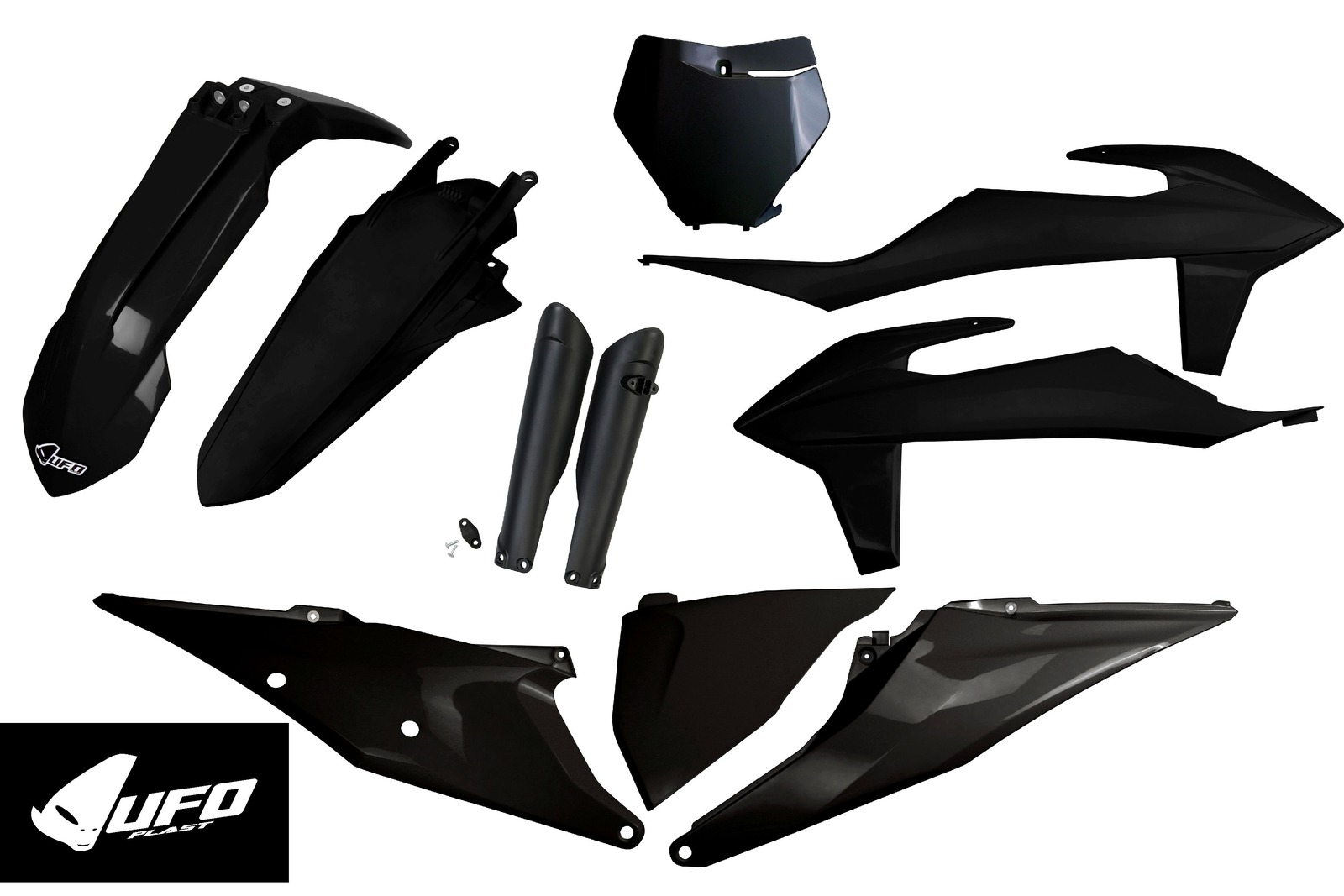 KTM SX 125/150/250, SX-F/XC-F 250/350/450, XC 125/250 Plastics Kit 2019-2022 – Black · UFO