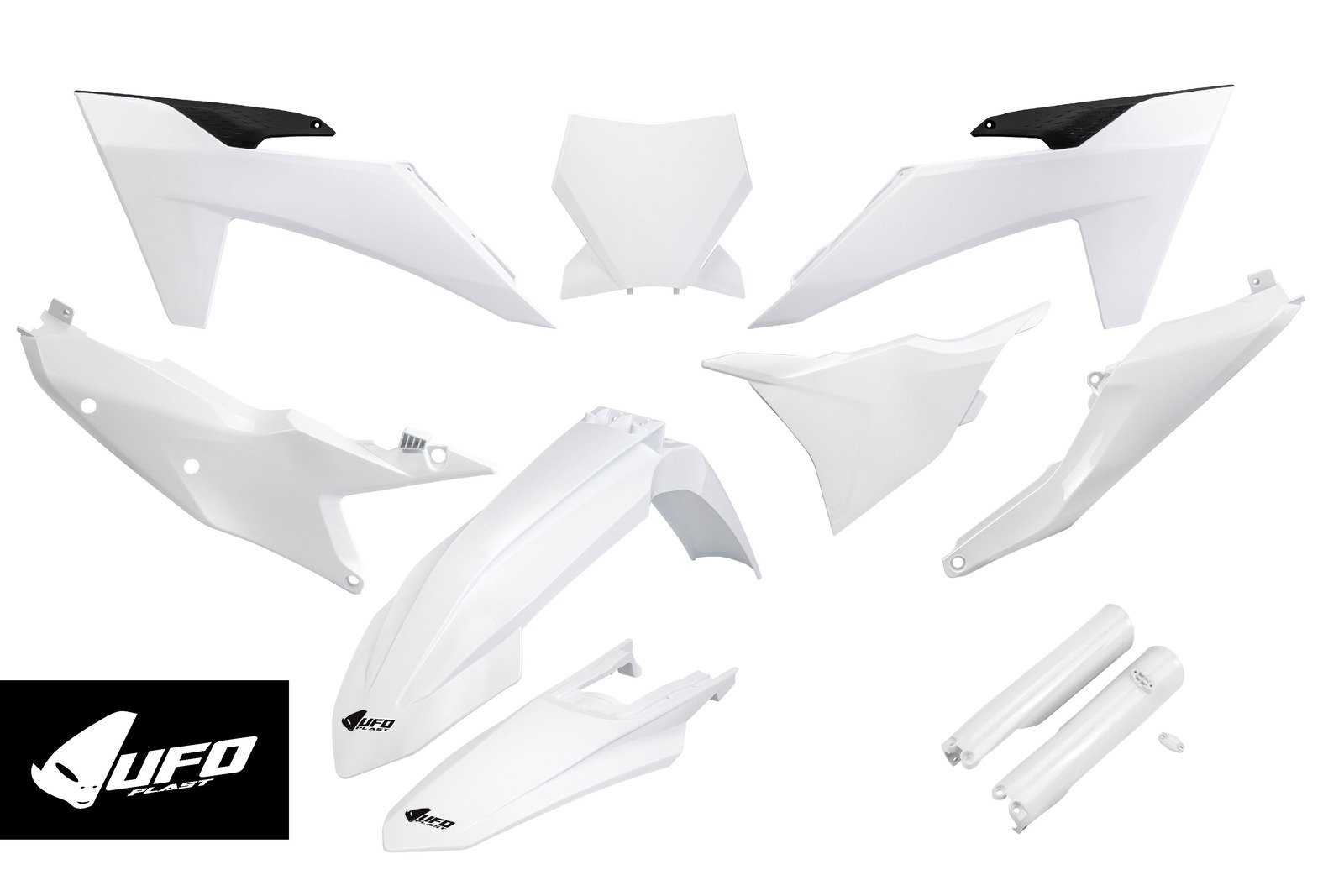 KTM SX/XC 125/250/300, SX-F/XC-F 250/350/450 Plastics Kit 2023-2024 – White 042 · UFO