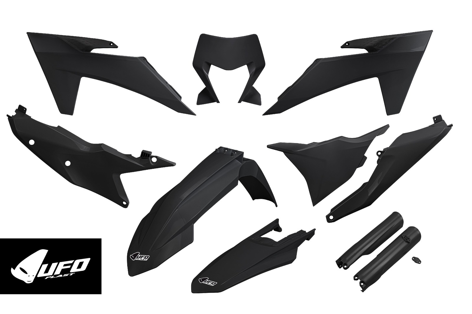 KTM XC-W/EXC 150/250/300, XCF-W/EXC-F 250/350/450/500 Plastics Kit 2024-2025 – Black · UFO